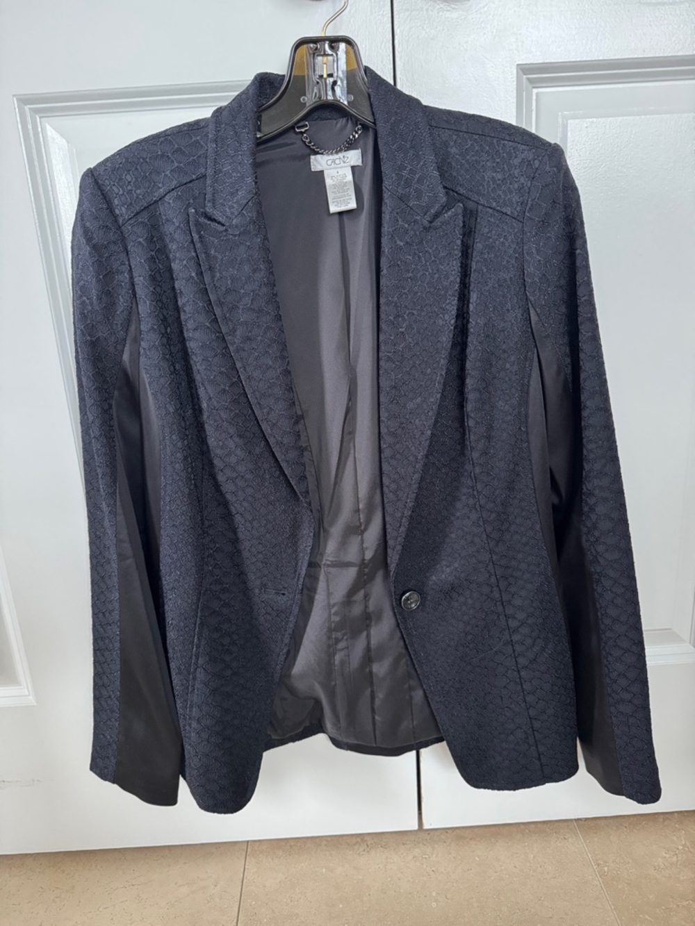 Cache’ Textured Black Single-Button Blazer Size 4